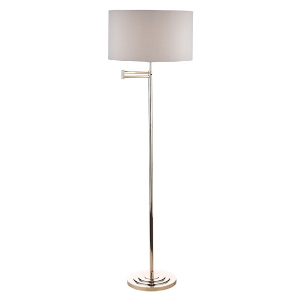 (image for) Laura Ashley Marlowe Swing Arm Floor Lamp Polished Nickel With Shade